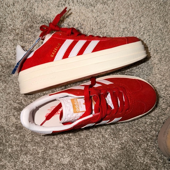 Adidas Women's Red Gazelle Suede Sneakers - Picture 4 of 6